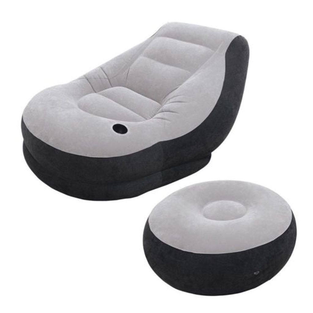 Sillón con Puff Intex color gris con 2 posavasos